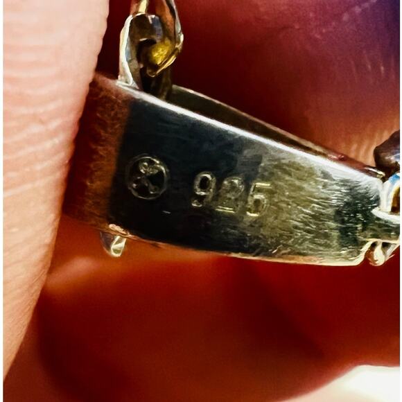 Vintage 925 Italy Gold Tone Rhinestone Cross Pendant Necklace - Picture 7 of 10